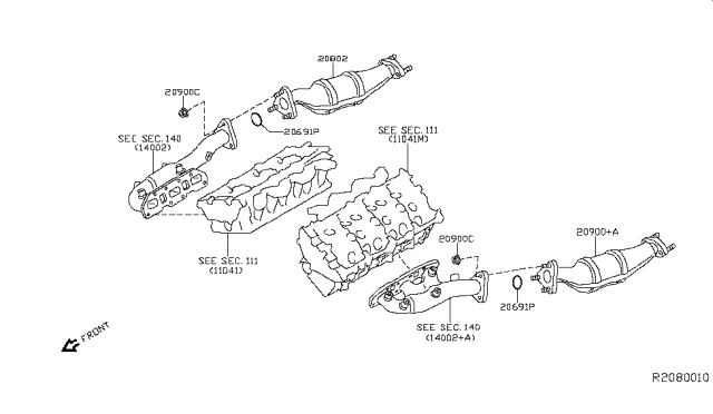 2011 Nissan Frontier Three Way Catalytic Converter Diagram for 208A29CD0A