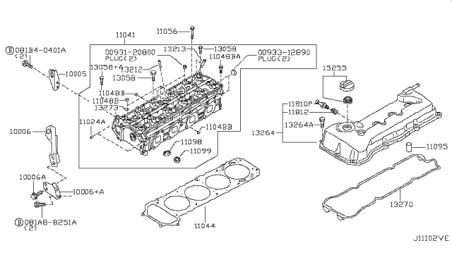 2019 Nissan Frontier Head Assy-Cylinder Diagram for 11040CD700