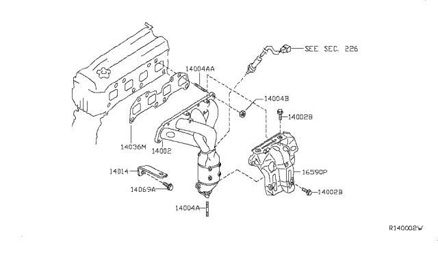 2011 Nissan Frontier Cover-Exhaust Manifold Diagram for 16590EA200
