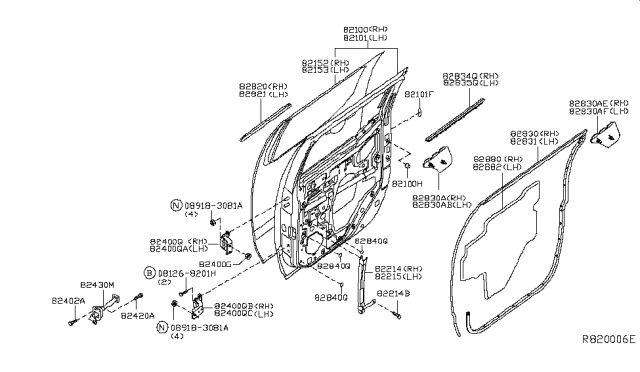 2017 Nissan Frontier Moulding-Rear Door Outside, RH Diagram for 82820EB000