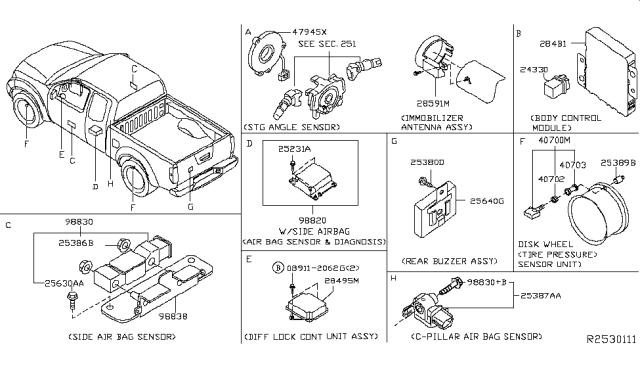 2017 Nissan Frontier Tire Pressure Monitoring Sensor Unit Diagram for 407001AA0D
