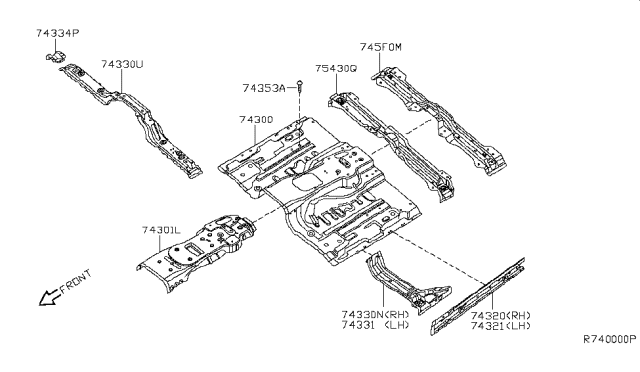 2006 Nissan Frontier  Member Assembly-Cross Front Seat Mounting Rear Diagram for 75430EA830