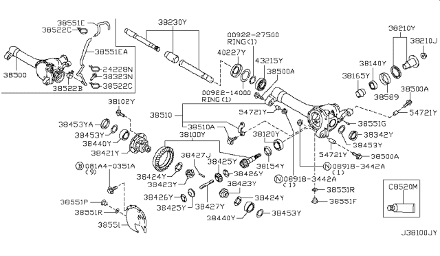 2016 Nissan Frontier  Gear Set-Final Drive Diagram for 38100EA28B