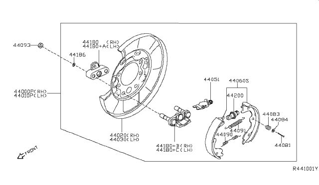 2009 Nissan Frontier  Nut-Hex Diagram for 44093EA070