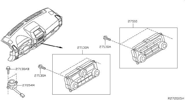 2016 Nissan Frontier Control Assembly Diagram for 275009BK0A