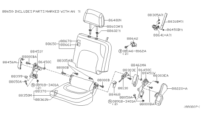 2010 Nissan Frontier  Trim Assembly-Rear Seat Cushion, LH Diagram for 88370EA702