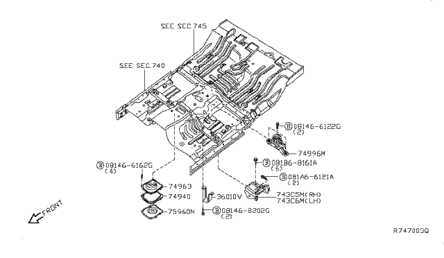 2015 Nissan Frontier Bracket Assy-Jack Mounting Diagram for 74870EB000
