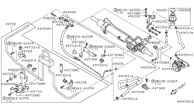 2011 Nissan Frontier  Bracket-Tube Diagram for 49730VB000