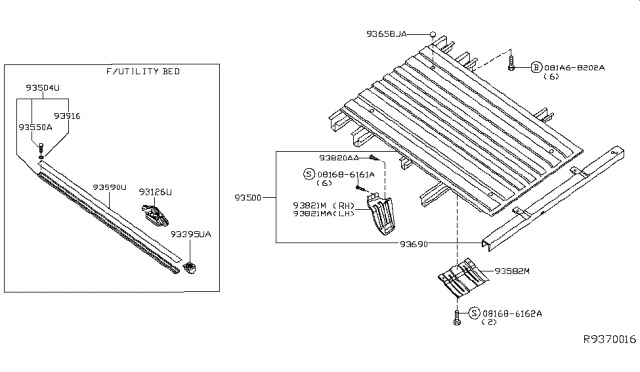 2018 Nissan Frontier  INSULATOR-Rear Body Floor Diagram for 93827EB000