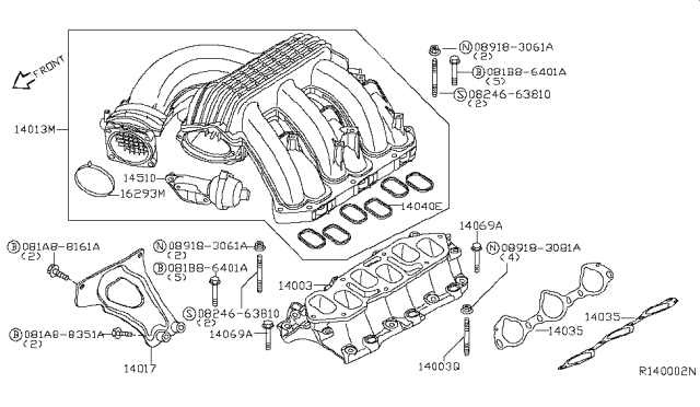 2018 Nissan Frontier Collector-Intake Manifold Diagram for 140109BM0A