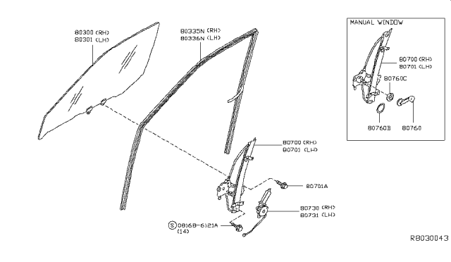2015 Nissan Frontier  Glass Run Rubber-Front Door, RH Diagram for 803309BK0A