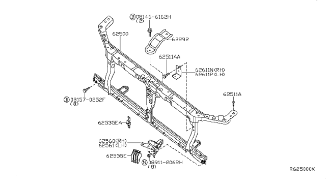 2006 Nissan Frontier Support Assy-Radiator Core Diagram for 62500EA030