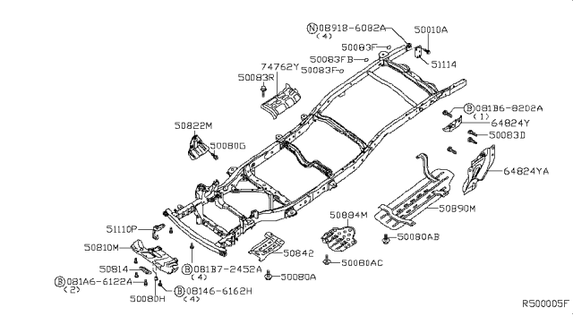 2014 Nissan Frontier  Cover Front Under Diagram for 50810EA00A
