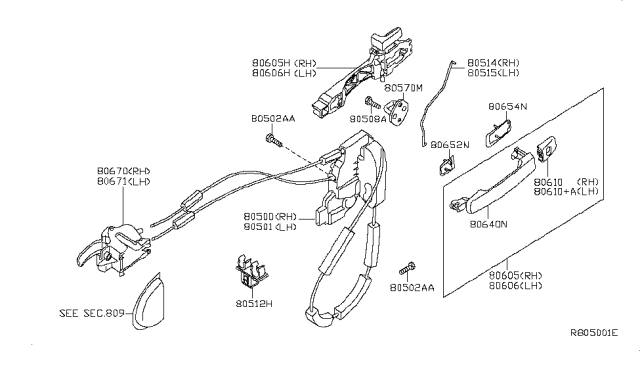 2006 Nissan Frontier  ESCUTCHEON Assembly-Door OUTSI Diagram for 80646EA06A