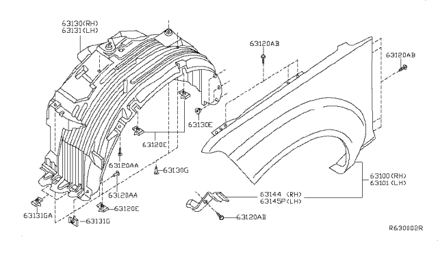 2018 Nissan Frontier  Fender - Front, LH Diagram for 63101ZL15A
