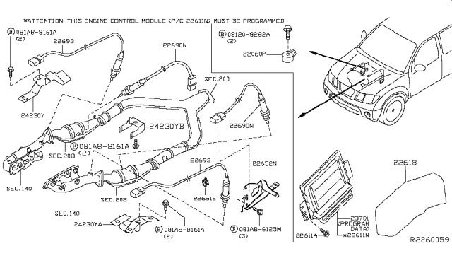 2018 Nissan Frontier Blank Engine Control Module Diagram for 237039BP0A