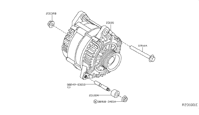 2011 Nissan Frontier Bolt Diagram for 119160W00D