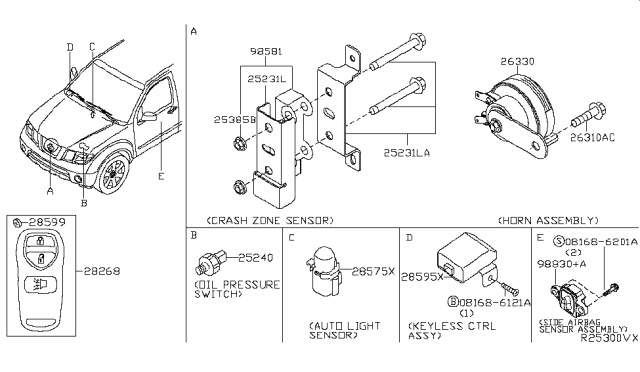 2015 Nissan Frontier  Nut Diagram for 012250016U