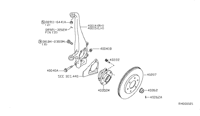 2016 Nissan Frontier  Spindle-KNUCKLE, RH Diagram for 40014EA000