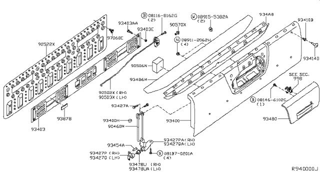 2016 Nissan Frontier  Screw Diagram for 014640001U