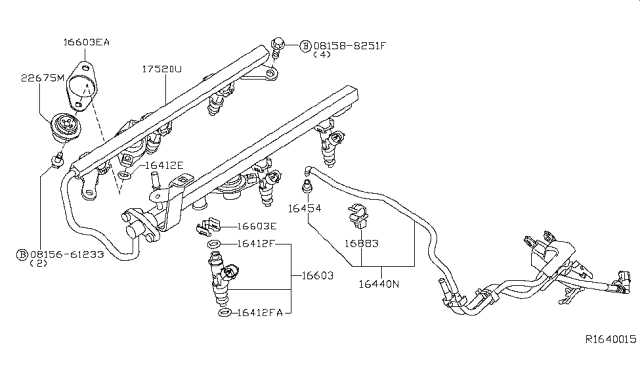 2015 Nissan Frontier  Hose Fuel Diagram for 16440EA012