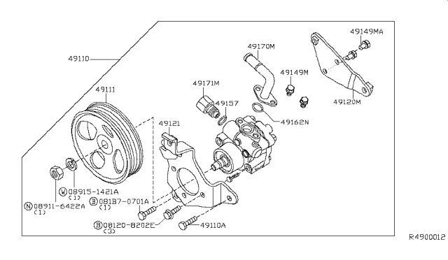 2011 Nissan Frontier  Connector Assembly-Power Steer Pump Diagram for 49161JR50A