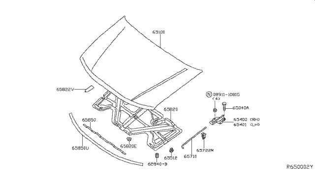 2017 Nissan Frontier  Hood Diagram for 65100EA530