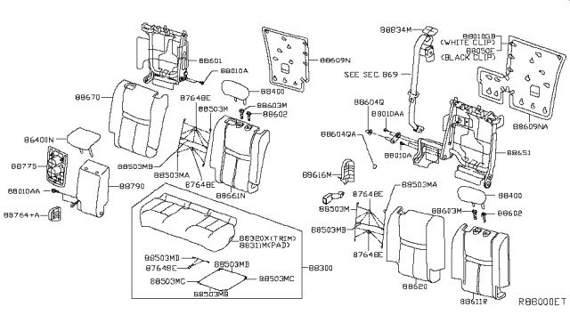 2017 Nissan Rogue Trim Assy-Back, Rear Seat LH Diagram for 886704BJ1A