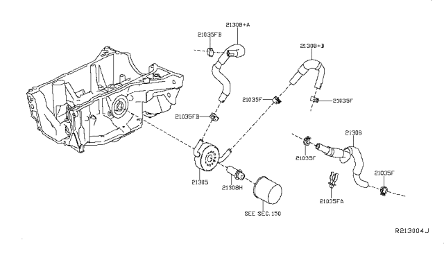 2017 Nissan Rogue  Oil Cooler Assy Diagram for 213054BB0A