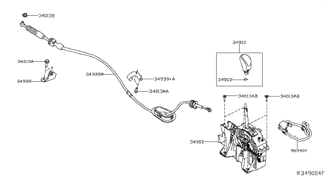 2018 Nissan Rogue Bracket-Cable Mounting Diagram for 349394BC0A