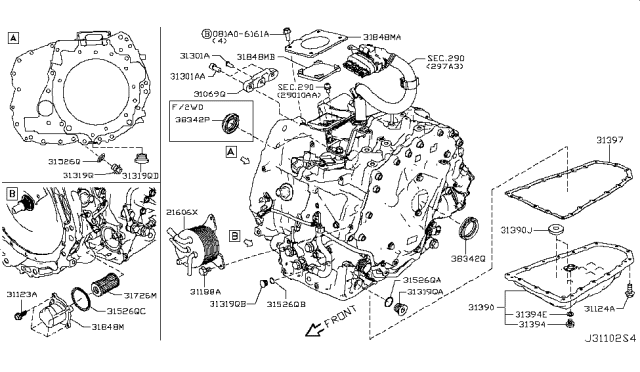 2019 Nissan Rogue  Pan Assy-Oil Diagram for 313903VX0C