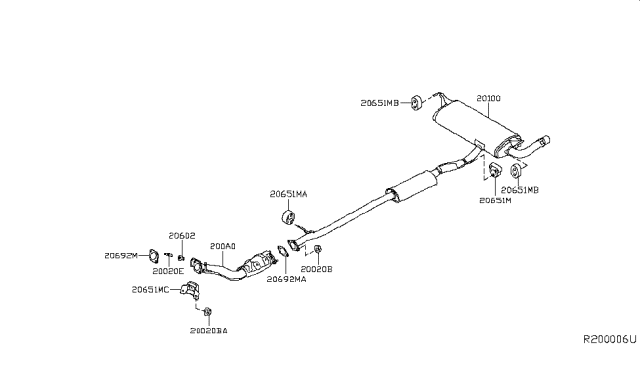 2019 Nissan Rogue  Exhaust Tube, Front W/Catalyst Converter Diagram for 200A04BA2A