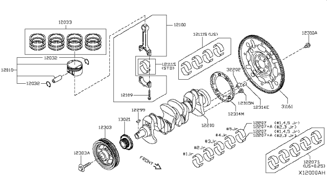 2018 Nissan Rogue  Piston-W/Pin Diagram for 120104BB1A