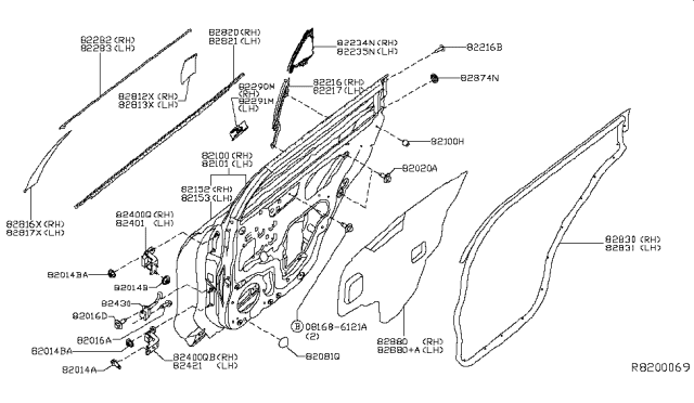 2017 Nissan Rogue  Corner Piece - Rear Door, RH Diagram for 822344BA0B
