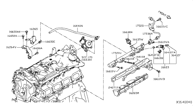 2018 Nissan Rogue  Injector Assy-Fuel Diagram for 166001VA0A