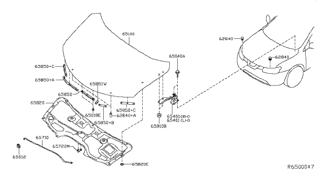 2018 Nissan Rogue Bumper-Hood Diagram for 628404RA0A