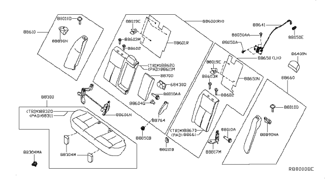 2014 Nissan Altima Back Seat Re RH Diagram for 886103TB1A