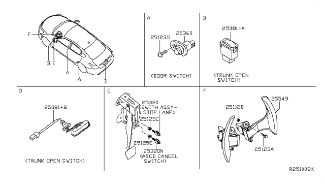 2014 Nissan Altima  Switch Assy-Trunk Opener Diagram for 253809HM0A