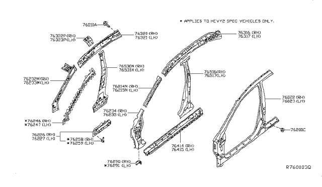 2013 Nissan Altima  Bracket Assembly-Front Fender Diagram for 762907S030