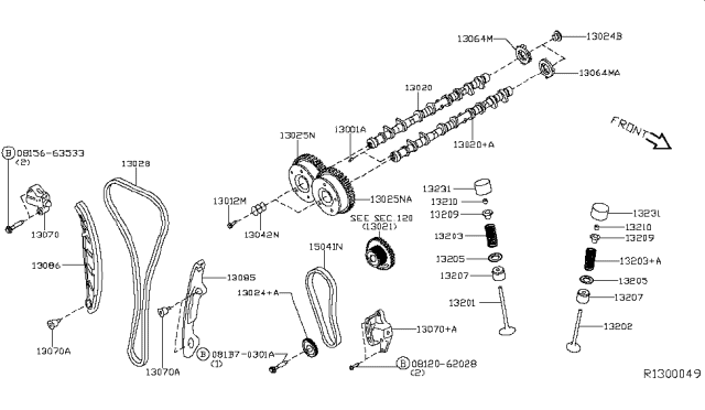 2013 Nissan Altima  SPROCKET-CAMSHAFT Intake Diagram for 130253TA0A