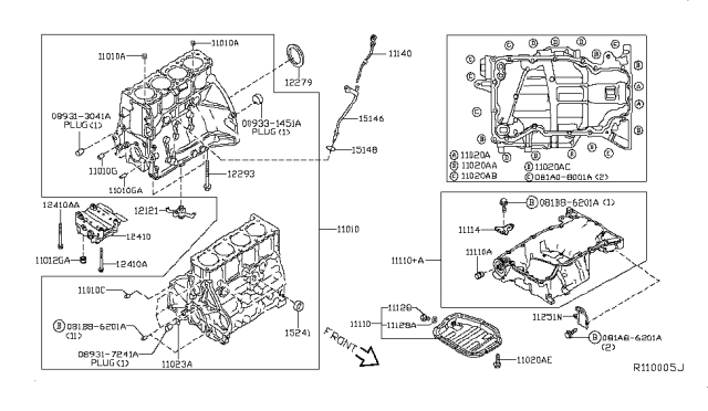 2018 Nissan Altima  Baffle Plate-Oil Pan Diagram for 111149HS0A