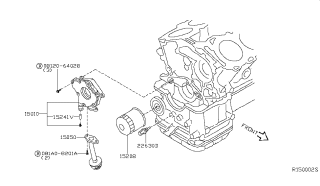 2014 Nissan Altima  Oil Filter Assembly Diagram for 1520865F0C