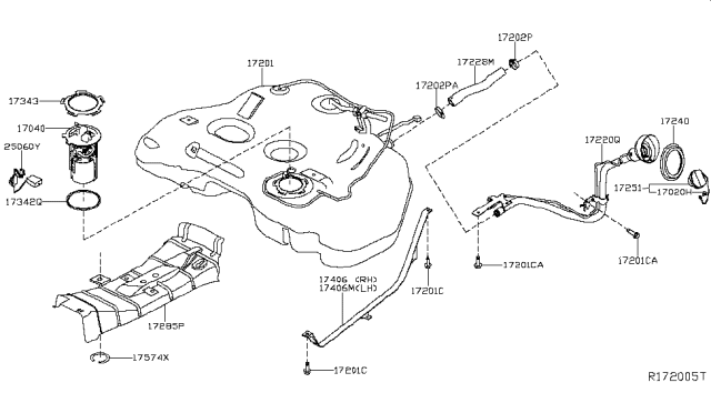 2016 Nissan Altima  Fuel Tank Sending Unit Diagram for 250603TA0A
