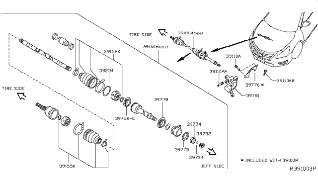 2016 Nissan Altima  Dust Boot Kit-Repair, Inner Diagram for C97413TA2A