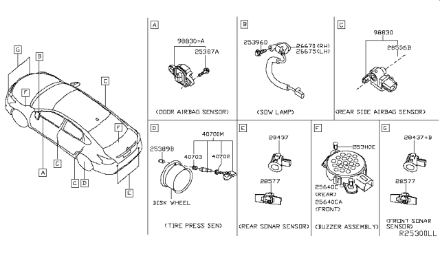 2018 Nissan Altima Buzzer Assy Diagram for 256403TA0C
