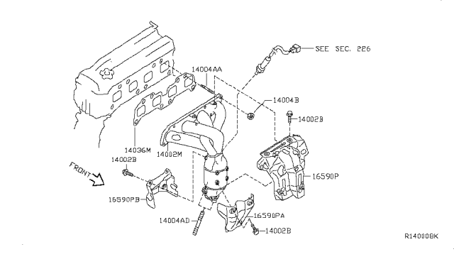 2014 Nissan Altima Cover-Exhaust Manifold Diagram for 165903TA0A