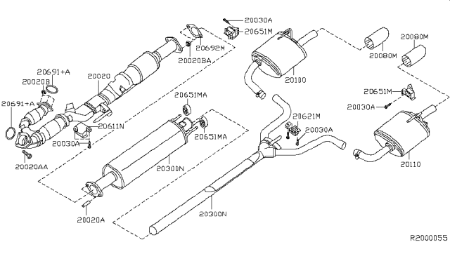 2017 Nissan Altima Mounting Assy-Exhaust, Rubber Diagram for 20621JA000