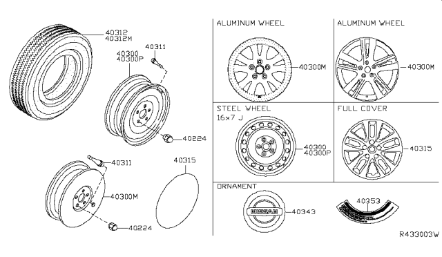 2018 Nissan Altima Aluminum Wheel Diagram for 403009HU4A