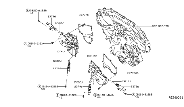 2018 Nissan Altima  Cover Assembly Valve Timing Control Diagram for 130413TA1A