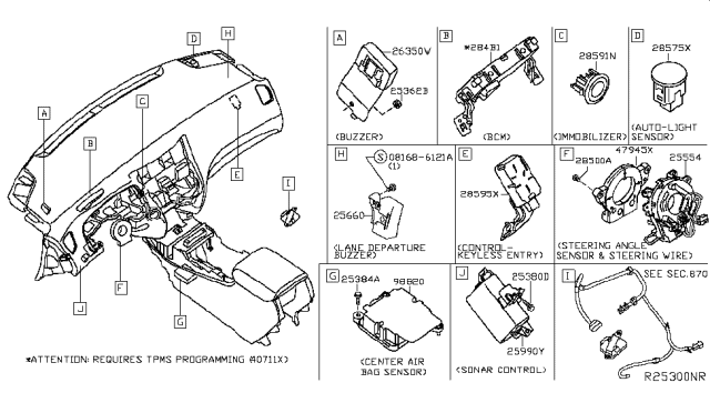 2018 Nissan Altima  Buzzer Assy-Entry Card Diagram for 256403TA1D